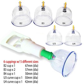 We pay your sales tax New 7 Pcs Professional Cupping - 6 Vacuum Cupping with Pumping Handle + 1 Silicone Anti Cellulite Tension Release Therapy Equipment Travel Set