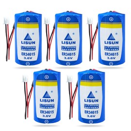STEPMAX (5 Pack ER34615 D Cell Lithium Battery 3.6V 19000mah for LISUN Multipurpose PLC Programmer ETC Battery with White Plug