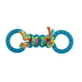 Figure 8 Dog Toys Fun and Colorful Choices Tug Toss Fetch Play Ropes and Loops (Multi Color Tugger 2 Balls)