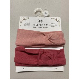 Honest Organic Baby Clothing Girls 2-Pack Headbands Pink Rose