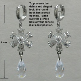 Set of 7 Bridal Package 6 Silvery White Mini Hair Claws Plus 1 Pair of TearDrop Dangle Earrings 6-1-F750tearDrop