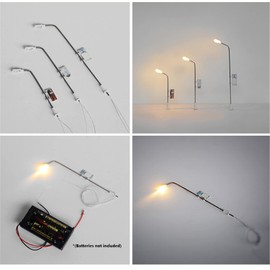 WANGCL 8PCS Model Railway Train Lamp Posts LED Street Light Lamps Metal Single-Headed Illuminated Street Light HO OO Scale