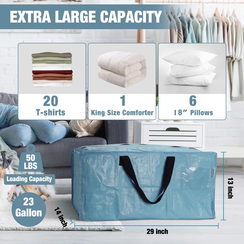 WORKPRO 6 Pack Extra Large Moving Bags with Zippers &