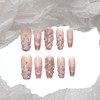 Sun&Beam Nails Handmade Nail Tips, Medium, Long, Coffin, Ballerina, Pink,