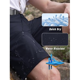 KEFITEVD Mens Outdoor Cargo Shorts Lightweight Summer Walking Short Quick Dry Workwear with Elasticated Waist,Navy Blue,36