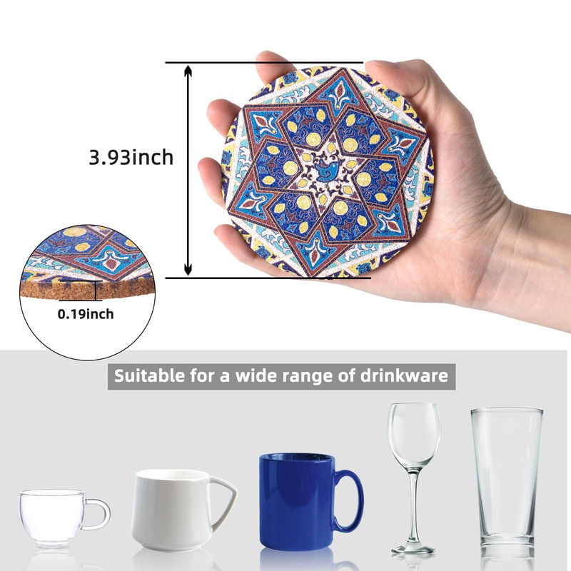 STARUBY 12 Pcs Cork Coasters, Coasters for Drinks, Coasters for