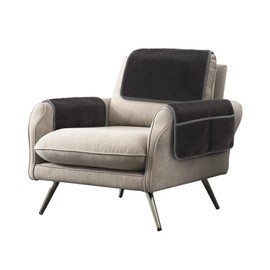 Niuoppy Armrest Cover, Headrest Cover for Recliner Sofa 3pcs Fleece Armchair Slipcover, Nonslip Recliner Chair Covers Furniture Protector for Pets (Dark Grey, 1 Seater)