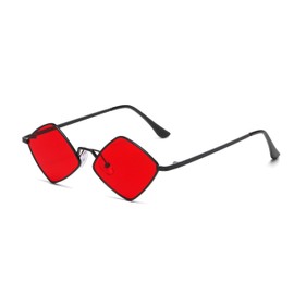 WDZAYXC Diamon Fashion Sunglasses with Metal Frame, UV400 Protection, black/red
