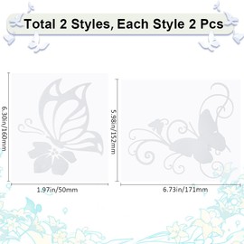 GORGECRAFT 4 Sheets 2 Styles Car Decal PET Waterproof Sticker Outdoor Bumper Women Car Stickers White Butterfly Hibiscus Flowers Hawaiian Reflective Decals for Auto Truck SUV Wall Window