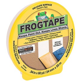 FROGTAPE CF 160 Multi-Use Painter's Tape with PAINTBLOCK for Delicate Surfaces, 24mm x 55m, Yellow, 1 Roll (105550)