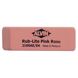 Alvin, 2100AE, Rub-Lite Pink Rose Soft Erasers, Non-Smudge, Premium Rubber - Box of 40