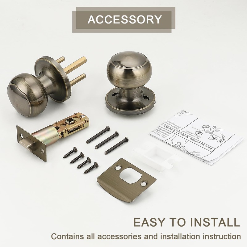 Probrico Closet Door Knobs Antique Brass, Interior Door Knobs No