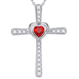 Christmas Birthday Gifts for Women Garnet Necklace for Mom Wife January Birthstone Jewelry Sterling Silver Love Heart Anniversary