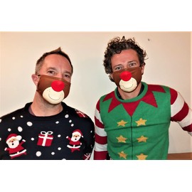 Rudolph face mask! Smiled red nosed reindeer adjustable mask with filter