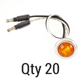 Qty 20-3/4" AMBER 3 LED CLEARANCE SIDE MARKER BULLET LIGHTS CHROME RING TRAILER