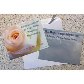 SassyXpressions Congratulations on Your 40th Wedding Anniversary Magnet – Magnetic Greeting Card with Rose Design – Much Love to Both of You – 5.5 x 4.25 Inches – Includes Self-Seal Envelope