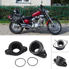 Keenso Motorcycle Carburettor Interface Adapter, 2 Pieces Motorcycle Rubber Carburettor Intake Manifold Interface Adapter for XV400 XV500 XV535