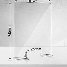 Manschin Laserdesign Acrylic Protective Shield | Sneeze Protection | Spit Protection | Counter Stand 750 x 500 mm (500 x 750 mm Portrait)