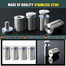 Alise 1" x1.38'' Sign Standoff Screws,Wall Mount Glass Standoff Advertising Nail for Acrylic Picture Frame Glass Signs Hanging,Stainless Steel Sign Mounting Bracket Hardware,Brushed Finish,Pack of 4