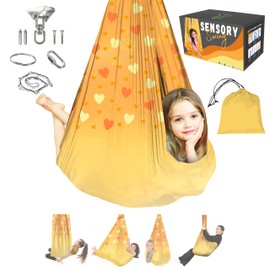 TIBEL Sensory Swing with 6 Accessories Holds 300lbs 360° Swivel Double Layer Nylon Fabric Gives Calming Therapy Sensory Effect Pelvic Joint Stability for Kids and Adults with Asperger Autism ADHD SPD