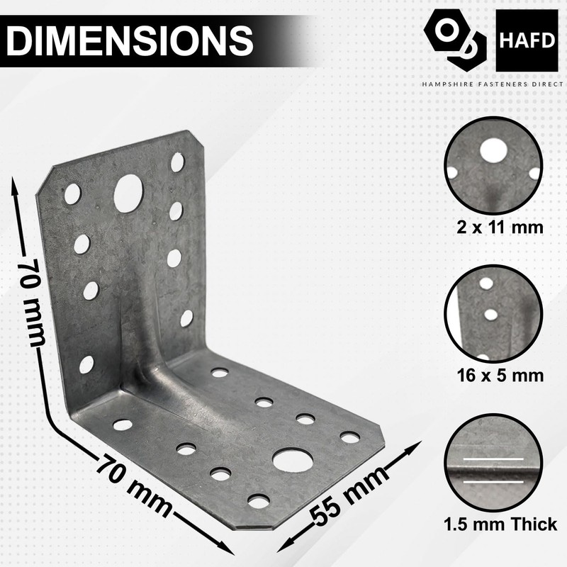 HAFD Corner Braces Brackets Heavy Duty Wooden Angle Metal Steel
