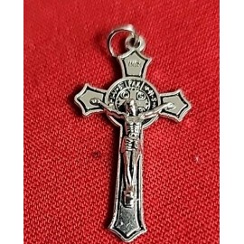 LOT OF 10  St Benedict Cross silver  PLATED Catholic Jesus Crucifix Pendant