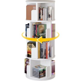 oneinmil Rotating Bookshelf, 360° Rotating Bookcase for Small Space, Corner Bookcase for Bedroom, Living Room, Study Room, 4 Tier, White