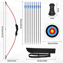 Bow and Arrow Set for Kids Youth Bow Set, 45" Archery Bow and Arrows for Teens Kids with 1 Bow 9 Arrows 4 Target Face 1 Arm Guard 1 Quiver 1 Sight Pin, Long Bow Archery Set - Gift for Beginner Archers