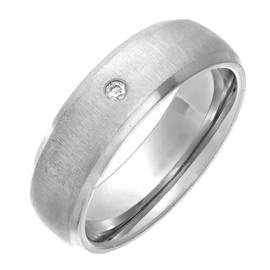 Theia Titanium Court 0.05ct Diamond Matt 7mm Ring - Size S