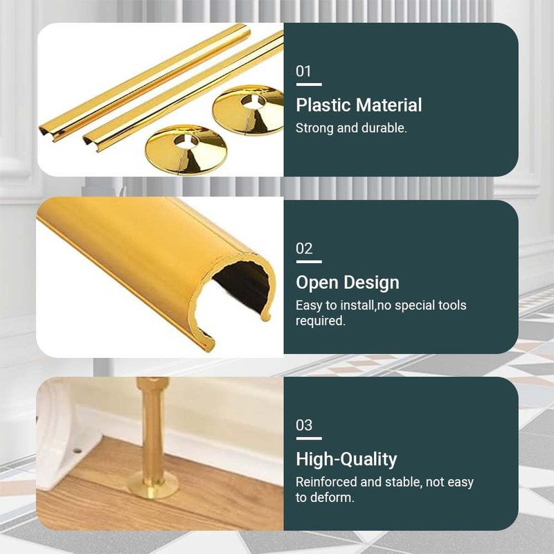 Brushed Brass Effect Radiator Pipe Covers & Collars – 15mm