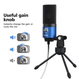 Fifine USB Recording Microphone for YouTube Video Voice Over Vocals, Plug & Play with PC Mac Computer, for Home Office Studio, Gain Control - K669L