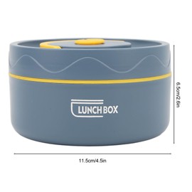 Lunch Container, 420ml 304 Stainless Steel Round Bento Box with Removable Liner, Portable Microwaveable Hot Food Jar for School Office(Microwaveable, Deep Sea Blue)