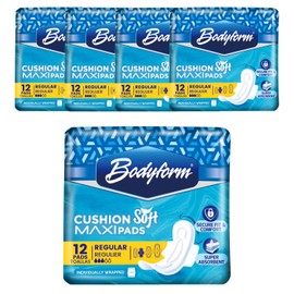 Bodyform Maxi - Value Sanitary Napkins, Cushion Soft Always Comfortable and Ultra-Absorbent (Regular Wings, 48 Count (4 Packs of 12 Counts))