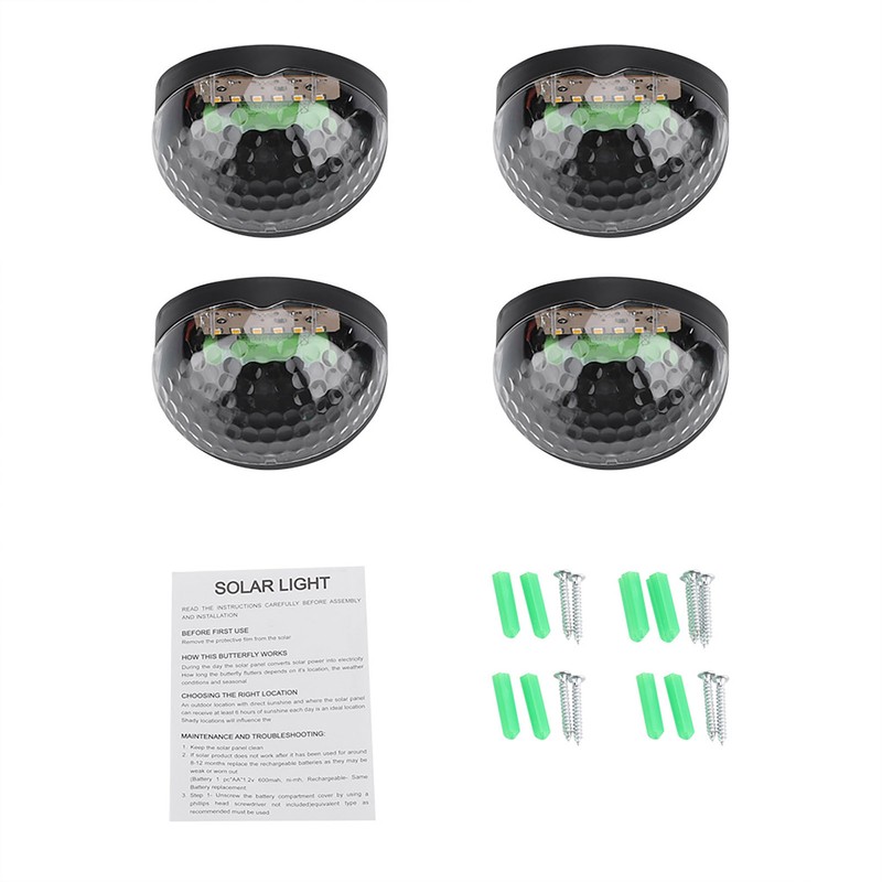 4Pcs Solar Powered LED Lights Outdoor Courtyard Waterproof Wall Mounted