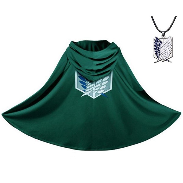 Ahfiwaso 29.9" Length Green Anime Cosplay Cloak, Cosplay Costume Wings