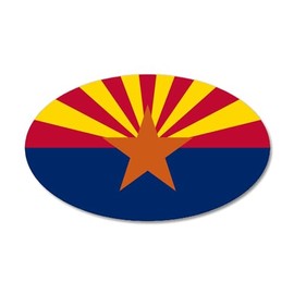 CafePress Arizona Flag 35"x21" Oval Wall Decal, Vinyl Wall Peel, Reusable Cling