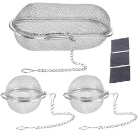 304 Stainless Steel Mesh Basket | 3 Pcs Heavy-Duty Ultrasonic Cleaner Baskets | Universal Parts Washer Basket for Jewelry, Watches, Dentures, Glasses & Small Parts | 1 Large + 2 Small Baskets