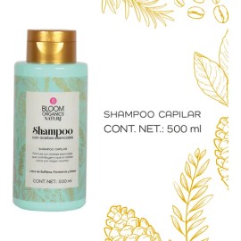 Shampoo Estimulante Crecimiento de Cabello Anticaída Bloom Organics Nature con Romero Bergamota Cafeína Chile Libre De Parabenos Y Sulfatos 2 Frascos 