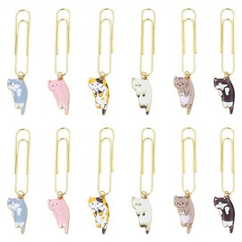 MircTuDou 6 Different Zem Clips with Enamel Cat Pages Clips Bookmark Metal Cute Cat Shaped Page Clips Bookmark Stationery Document Organizer Sticky Notes Invitations Memo Pad