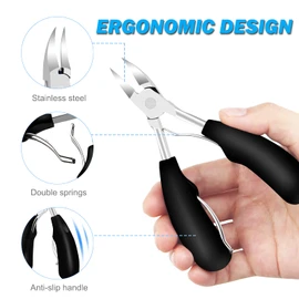 Podiatrist Toenail Clippers, Pedicure Toenail Cutters with Super Sharp Curved Blade, Professional Thick & Ingrown Toe Nail Clippers for Adults & Seniors