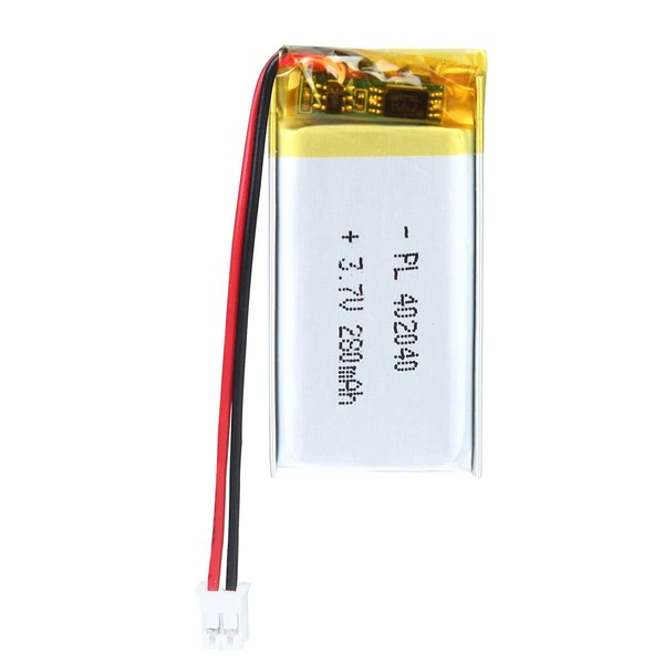 AKZYTUE 3.7V 402040 280mAh Lipo Battery Rechargeable Lithium Polymer ion Battery Pack with PH2.0mm JST Connector