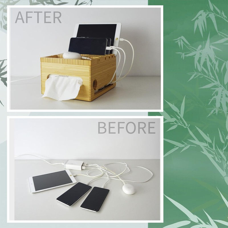 PERFECYEE Bamboo Electronic Device Manager, Multi-Scenario Applicable Charging Cradle -