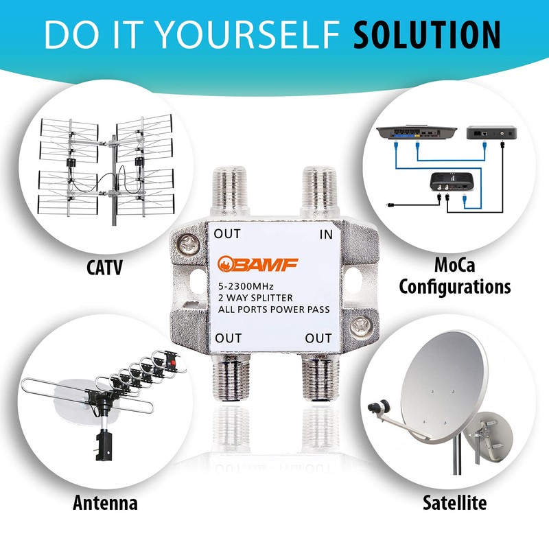 BAMF 3-Way Coax Cable Splitter Bi-Directional MoCA 5-2300MHz