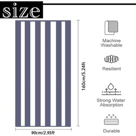 Large Quick Dry Microfibre Beach Bath Towel for Adult,Double Sides grey White Striped Sand Free Beach Towel with Bag,Lightweight Gym Yoga Sports Towel,Compact Travel Summer Beach Towel for Women Men