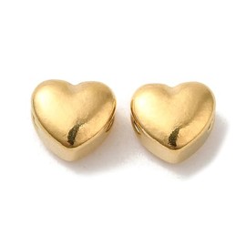 LiQunSweet 20 Pcs 18K Gold Plated Heart 304 Stainless Steel Beads Lovely Heart Spacer Loose Beads for Valentine's Day Gifts DIY Jewelry Craft Accessory