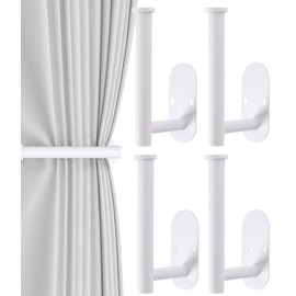 4pcs Curtain Holdbacks, Screw-in Curtain Tiebacks Curtain Tie Backs Curtain Holders for Wall Mounted Curtain Pull Backs for Drapes, Curtain Side Holders Hooks, 304 Stainless Steels, White
