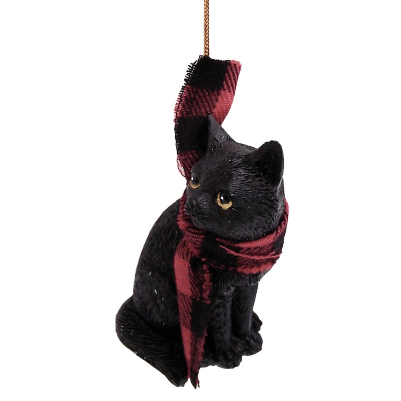 Black Cat with a Scarf Christmas Ornament, Holiday Décor, Tree