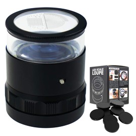 Focused Eye Loupe 10X Magnifier 25mm Jewelers Tool Gemstone Inspection with LED and Interchangeable 9X Reticle Scale