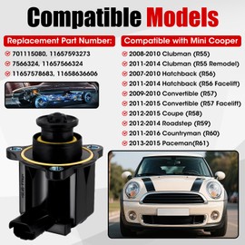 Turbocharger Diverter Valve Compatible with Mini Cooper R55 R56 R57 R58 R59 R60 R61,Blow Off Valve Replacement for 1.6L Turbo, Replaces 11657593273, 701115080, 7566324, 11657566324