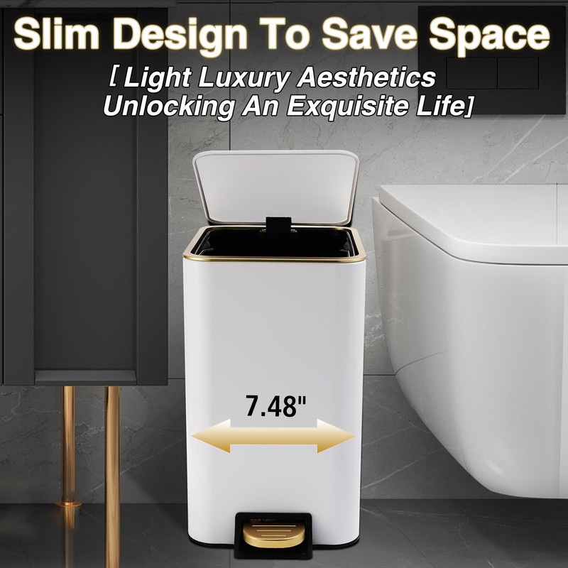 White Bathroom Accessories Set 8 Piece White and Gold Bathroom